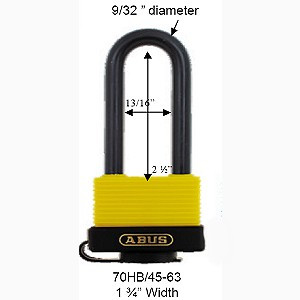 ABUS 70/45HB-63 KA 6402 Padlock, Yellow/Black Keyed Alike 6402