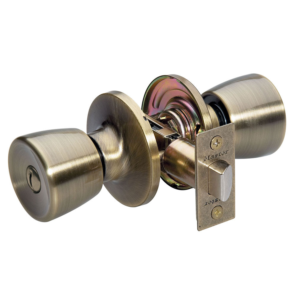 Master Lock TUO0305 Privacy Lock, Antique Brass Tulip Knob