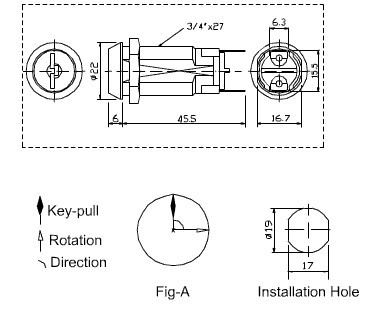 3302A 2252 Switch Lock On/Off ,Key removable Off KA 2252