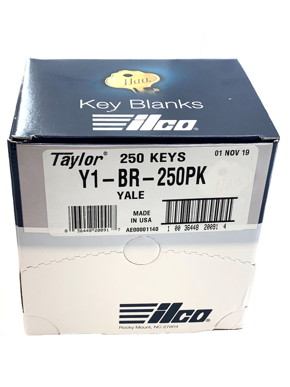 Ilco Y1-BR-250PK Y1 Brass Key Blank, 250/Box