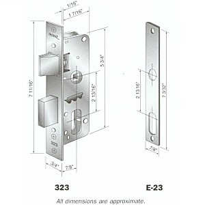 MTS Papaiz 323 US26 Mortise Lock Body, Chrome Finish Faceplate