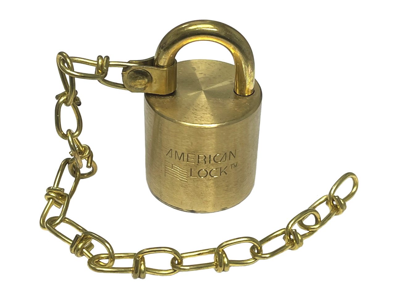 American Lock AMS100W Padlock, Brass Body/Chain, Keyed Different