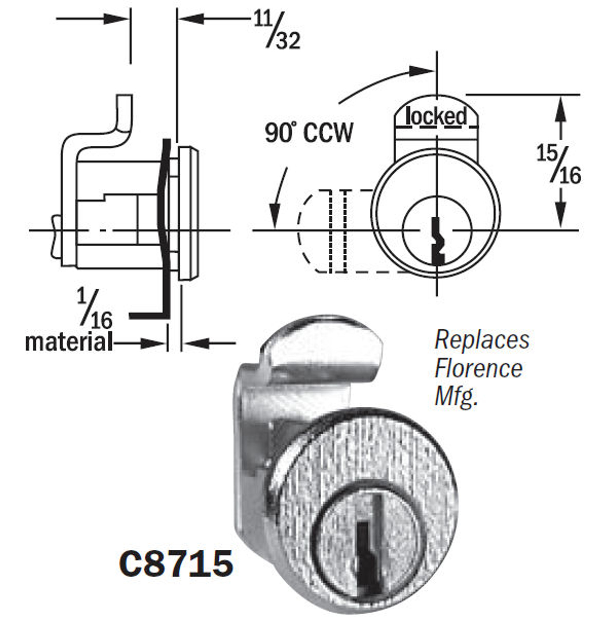 Compx National C8715 Mailbox Lock, Florence