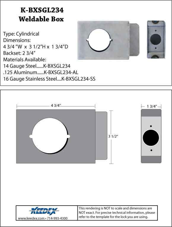 Keedex KBXSIM Gate Box, Weldable F/Simplex 1000