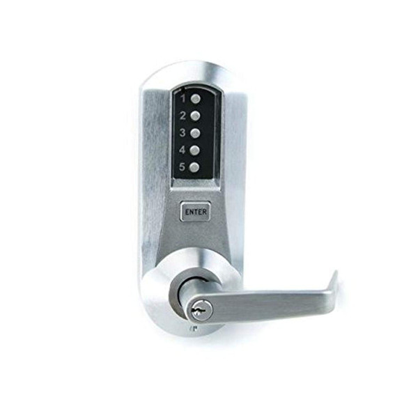 KABA Simplex 1011-26D-41 Pushbutton Cylindrical Lock With Knob Combination Entry Only And No Key Override In Satin Chrome