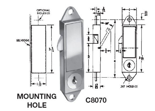 Compx National  C8070-2C KA Panel Lock, Keyed Alike  (Custom Keyed), 1 Key