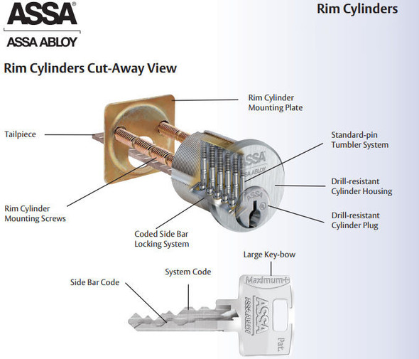 ASSA  9851-H-626-KD-545 Rim Cylinder