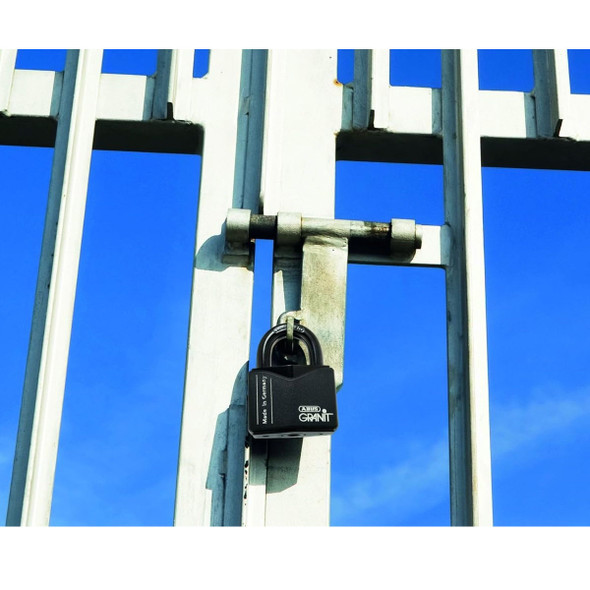 ABUS 37/55 Granit padlock shown on fence