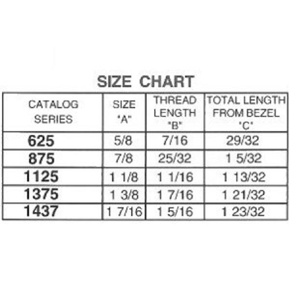 ESP Cam lock size specification chart