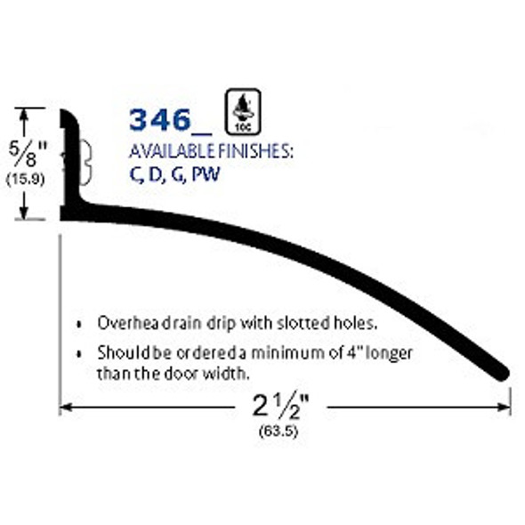 Pemko 346 Rain Drip Dimensions
