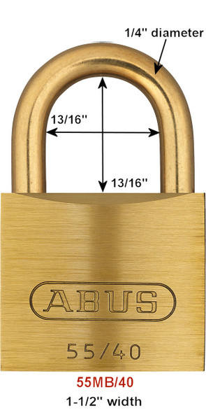 Abus 55MB/40 Brass Body with Brass Shackle Padlock, Keyed Different
