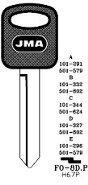 JMA FO-8DP Key Blank Line Drawing Profile Image