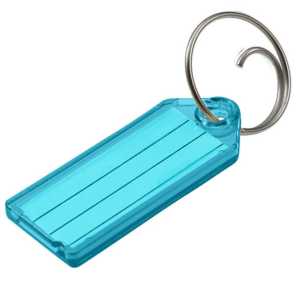 Lucky Line 123-30 blue key tag with tang ring