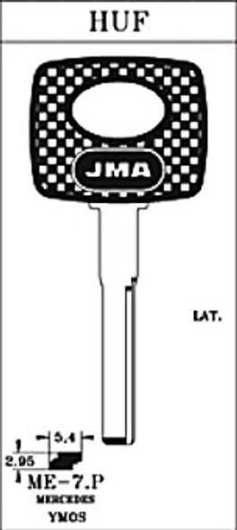 Key blank, JMA ME7P for Mercedes (RH)