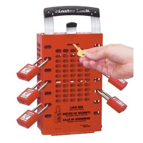 Master Lock 503RED Latch Tight Red Group Lock Box - Portable or Wall Mount