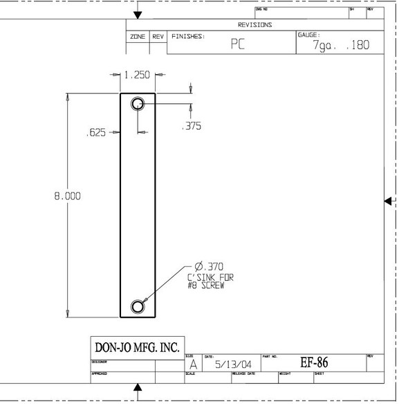 Don-Jo EF-86 Measurements