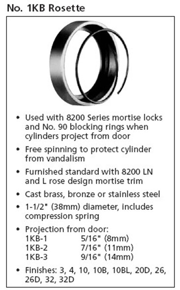 Cylinder Ring, W/Spring 1KB 5/16 US26