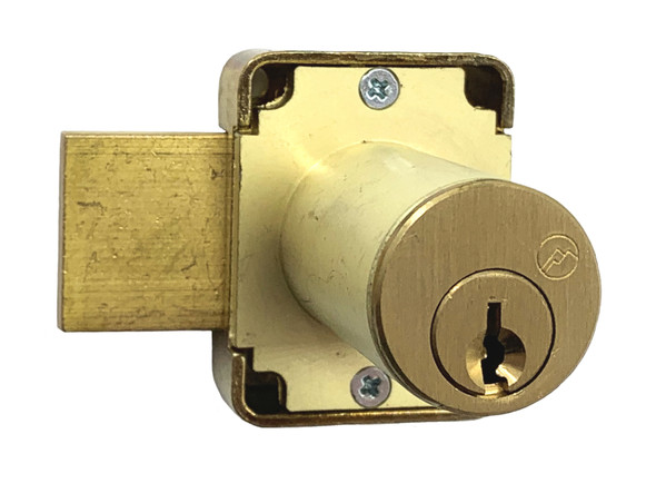 Olympus 100DR Desk Lock, 1-3/8" Brushed Brass/US4, Keyed Different