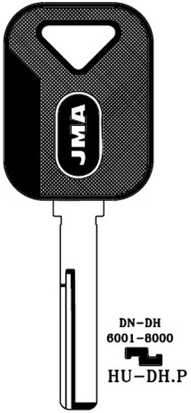 JMA HU-DHP Key Blank Line Drawing with profile image