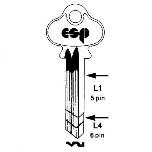 ESP L1 Key Blank for Lockwood 5 pin