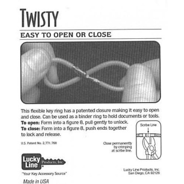 Lucky Line 811-20 Key Ring Twisty Bulk Black