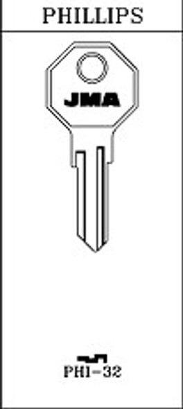 JMA PHI-32 Key Blank Line Drawing Profile
