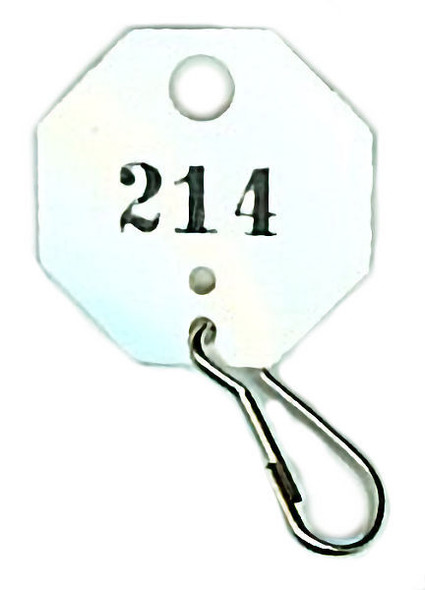 Lund 507-C White Octagonal Numbered Tag with Clip