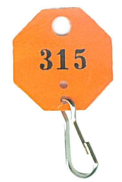 Lund 507-C Orange Octagonal Numbered Tag with Clip