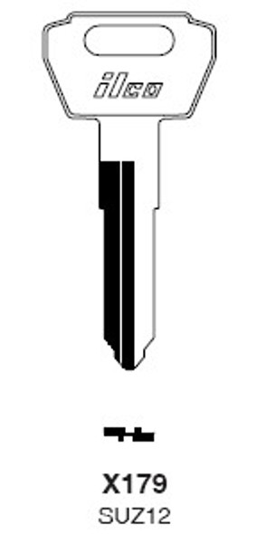 Ilco SUZ12 Key Blank Line Drawing Profile image