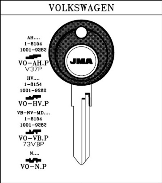 JMA VO-AHP Key Blank Group Line Drawing Profile