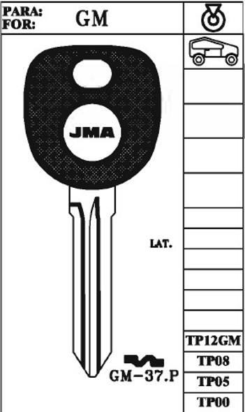 Key blank, JMA TP00GM37P for GM W/O Transponder