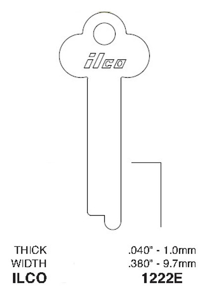 Ilco 1222E Key Blank Line Drawing Profile Image