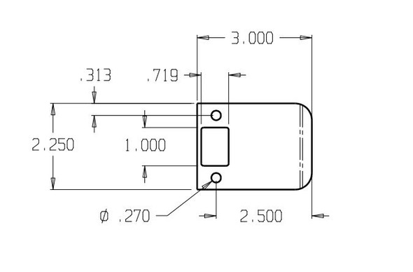 Don-Jo EL-125 630 Extended lip 2-1/2" Line Drawing with Dimensions