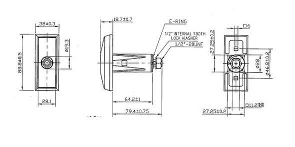 T-Handle, 90 Degree turn w/o Cam