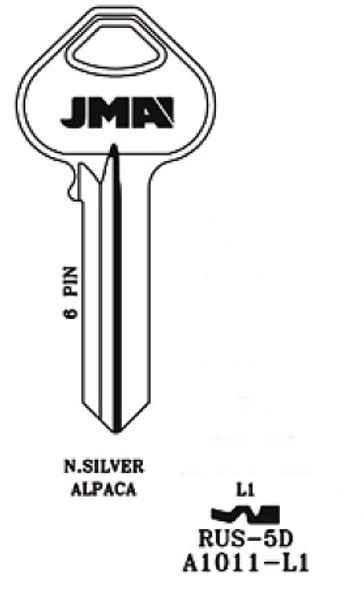 Key blank, JMA RUS5D for Corbin/Russwin A1011L1