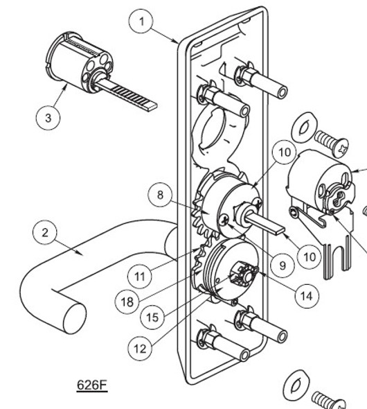 Accentra Yale 60-7000-1224 (Blue) parts breakdown showing spring location