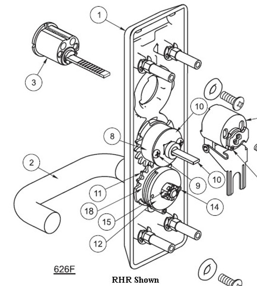 Accentra Yale 60-7000-1225  lever trim parts breakdown