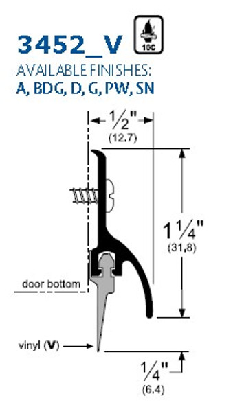 Pemko 3452DV36 side view profile with dimensions