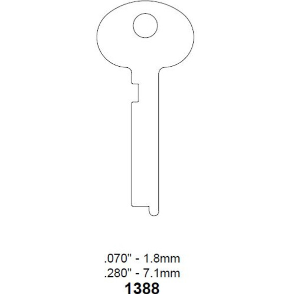 Ilco 1388 Key Blank Line Drawing Profile Image