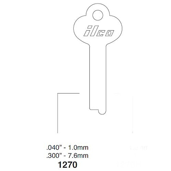 Ilco 1270 Key Blank Line Drawing Profile