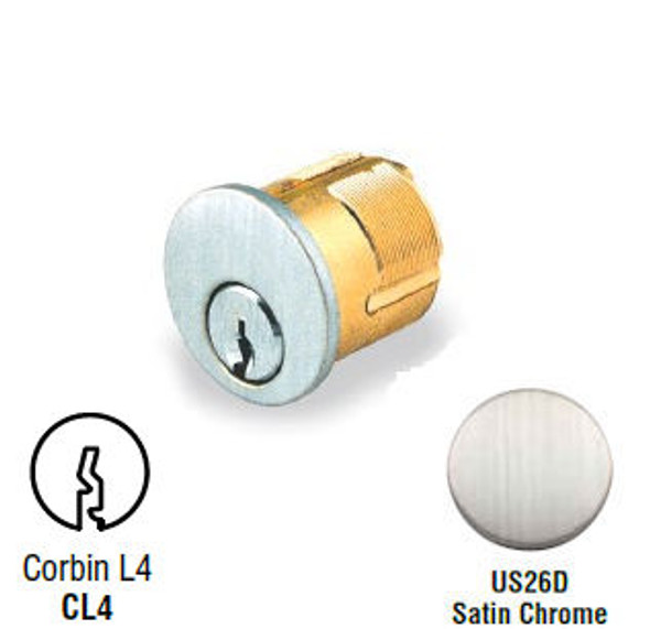 Mortise Cylinder, GMS M118-CL4-26D, 1-1/8 Corbin Russwin L4, Keyed Different