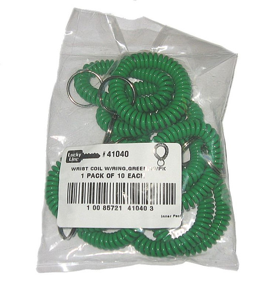 Wrist Coil, Key Chain - Green 41040 (10-Pack)