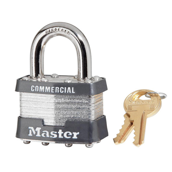 Master Lock #1 Size Padlock shown with 2 keys