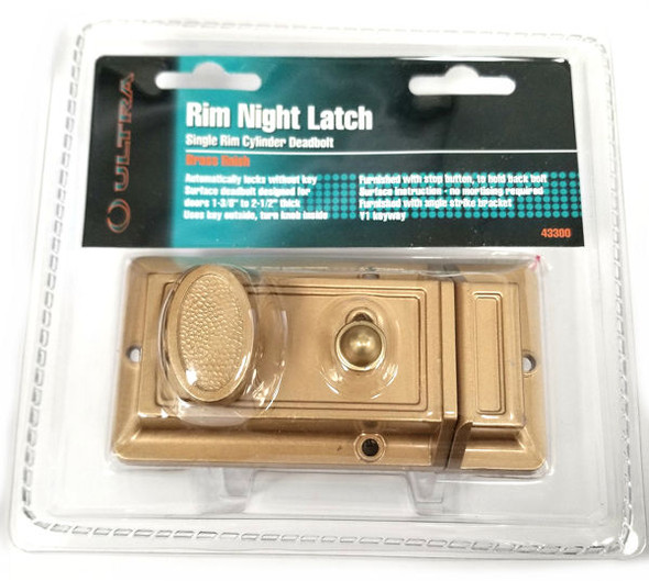 Ultra Hardware 43300 Rim Cylinder Night Latch, Keyed Different