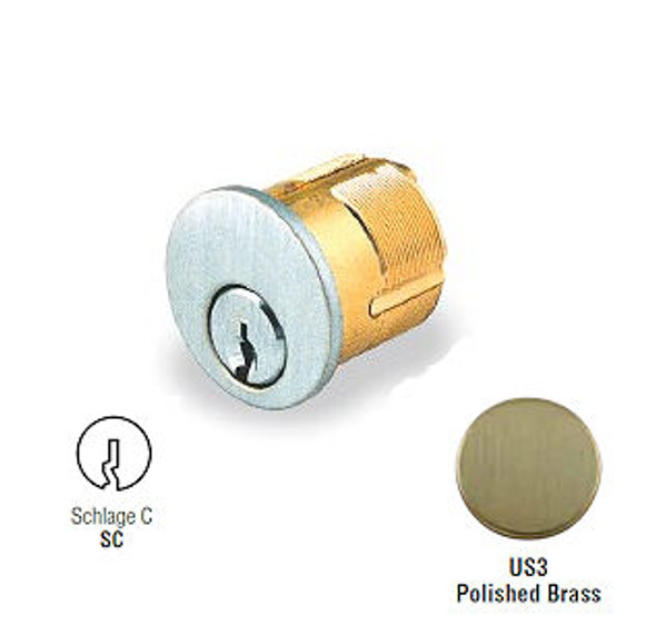 GMS M118 mortise cylinder image with keyway and finish code