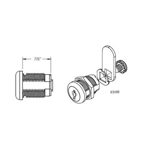 CCL Security  C650M KA 8025 Cam Lock, 7/8" (65005)