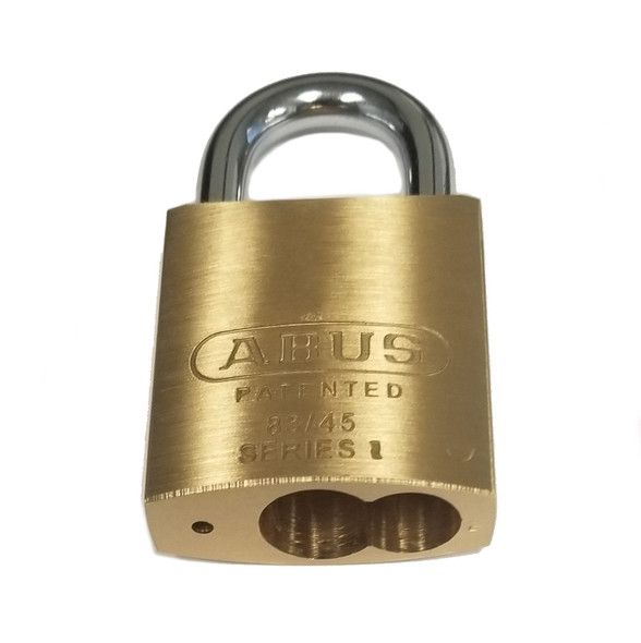 ABUS 83 Series brass body padlock shown without cylinder