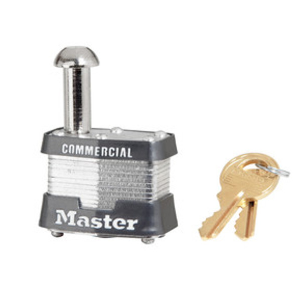 Master Lock 443LE Pin Padlock shown with 2 keys