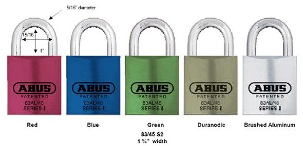 Abus 83AL/45 Red Padlock with 4" Shackle, Zero Bitted