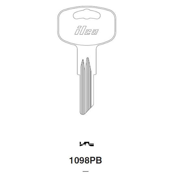 Ilco 1098PB Key Blank Line Drawing Profile Image